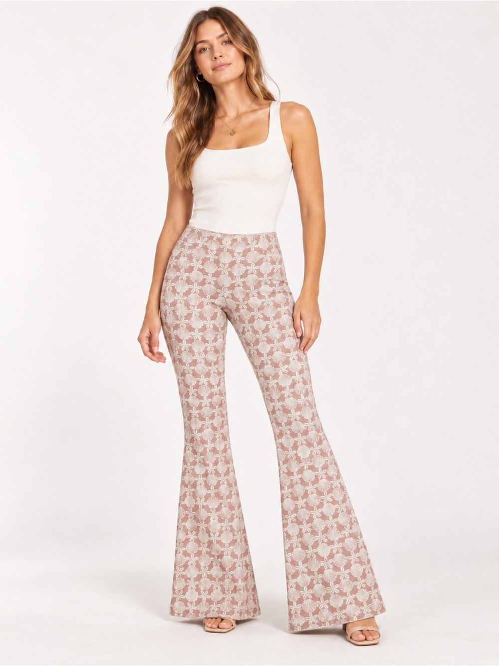 Free People We The Free Penny Pull-On Printed Flare Pants Size 32